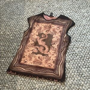 Anac by Kimmy Double Layered Mesh Graphic Sleeveless Blouse Size Medium